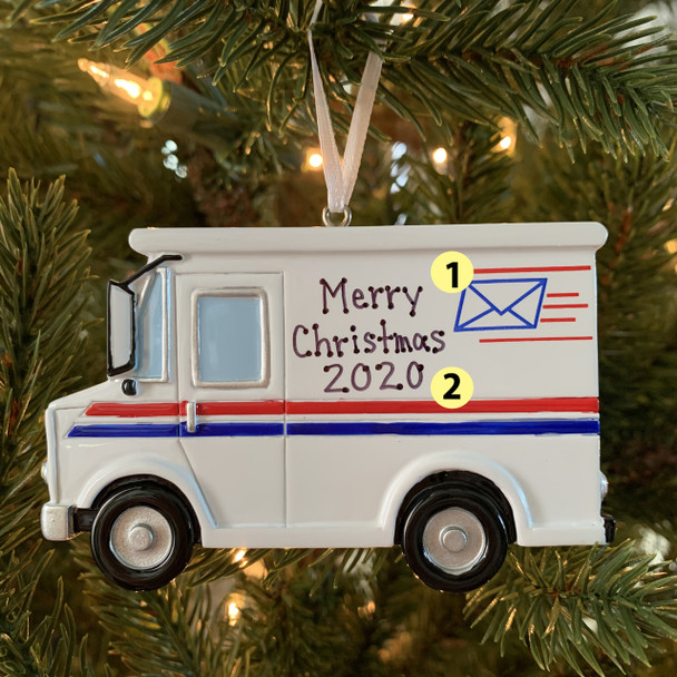 Poštový pracovník poštový kamión personalizovaná vianočná ozdoba alebo1815 -2