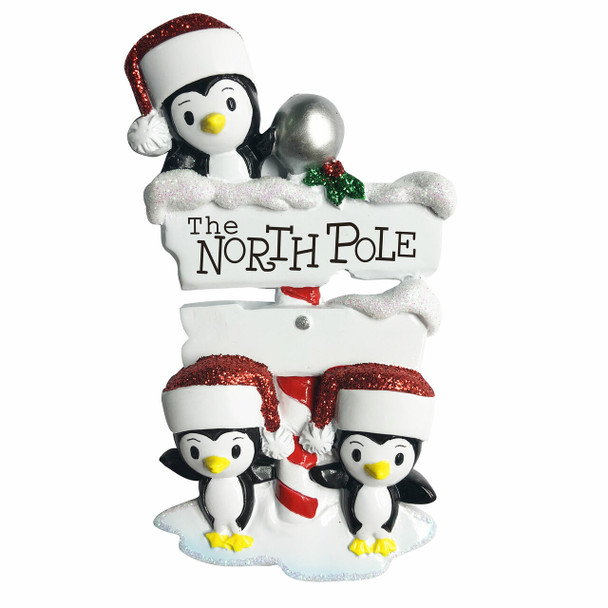 Penguin Family of 3 at The North Pole Personalized Christmas Ornament OR1739-3 -3