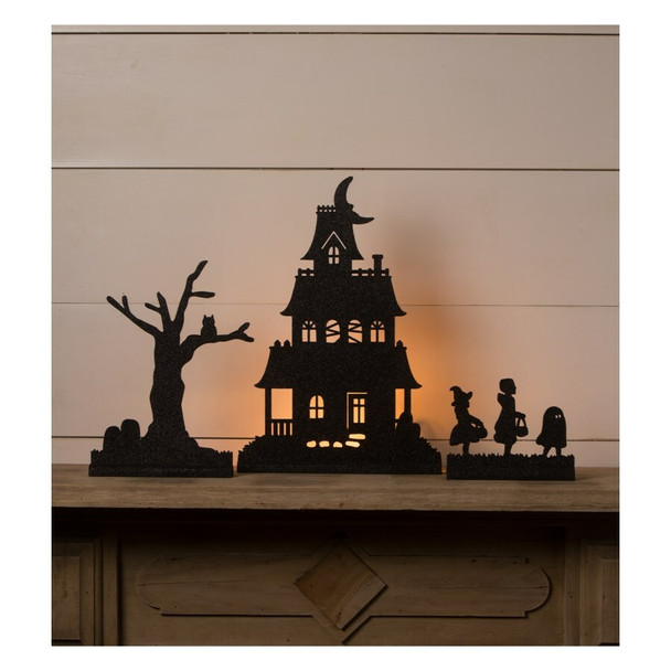 Bethany Lowe Halloween Village Scene Silhouette Dummy Board dekorationssæt med 3 RL0842
