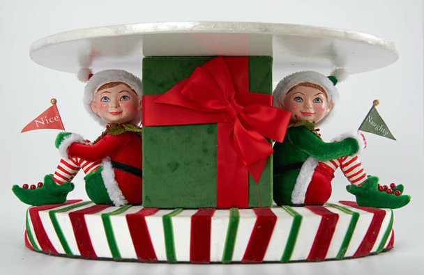 Katherine's Collection 13.25" Santa Claus is Coming to Town Naughty and Nice Cake Stand 28-128245 -2