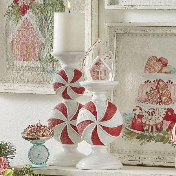 Raz Peppermint Candy Christmas Candle Holder 4111132