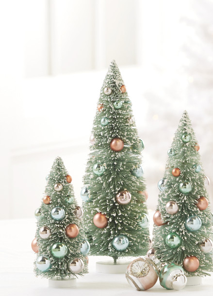 Raz Set of 3 Bottle Brush Tree with Ornaments Christmas Decorations 4115562