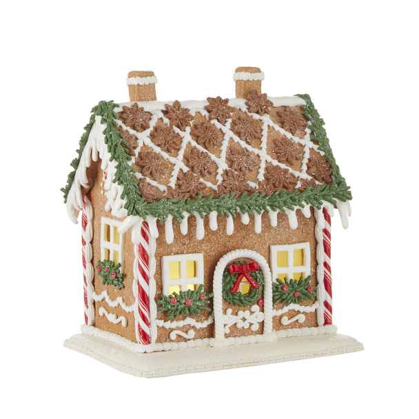 Raz LED Lighted 8.5" Holiday Spice Gingerbread House Christmas Decoration 4116425