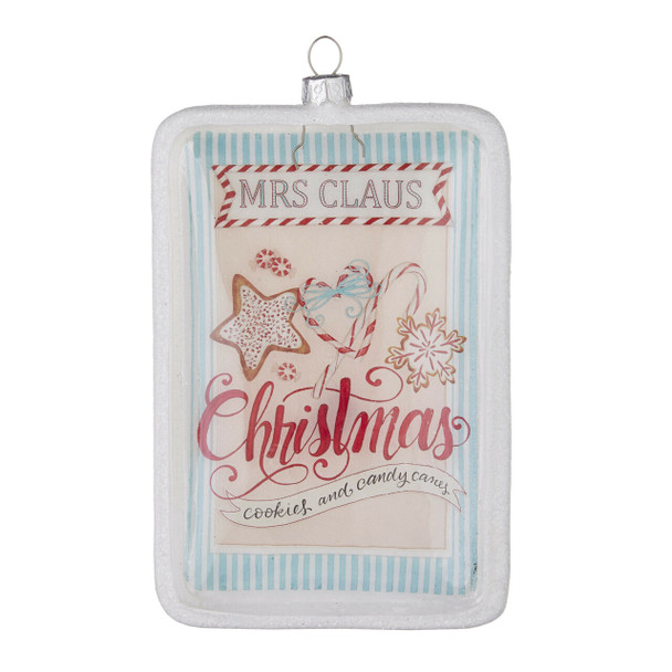 Raz 6.25" Mrs. Claus Christmas Square Disc Glass Christmas Ornament 4119023 -2