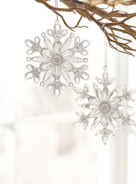 Raz 5" Set of 2 Glittered Snowflake Christmas Ornament 4119051