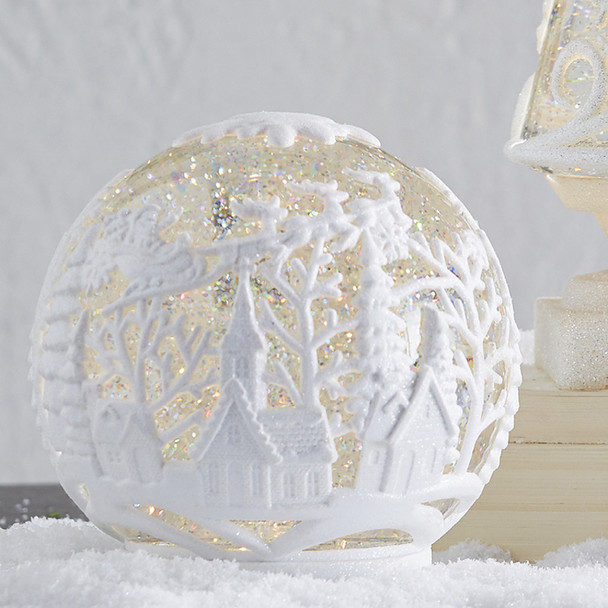 Raz 6.25" Town Scene Glittered Embossed LED Lighted Water Globe Christmas Decoration 4119076