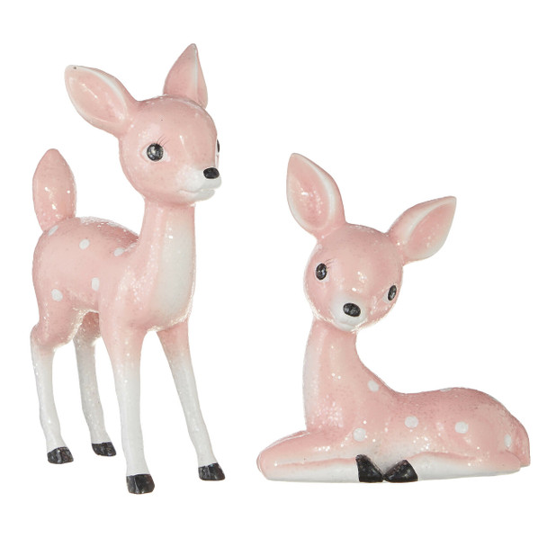 Raz 8.75" Iced Vintage Pink Deer Christmas Figure 4119120