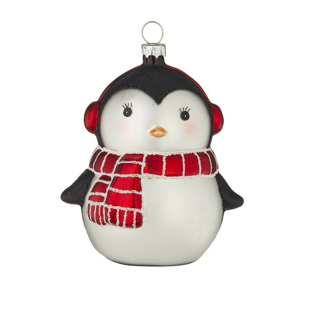 Raz 4.5" Penguin Glass Christmas Ornament 4120899 -2