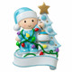 Baby Decorating a Tree Blue Personalized Christmas Ornament OR1847-B