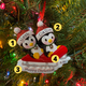 Penguin Couple On Red Sled Personalized Christmas Ornament OR1915-2