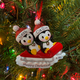 Penguin Couple On Red Sled Personalized Christmas Ornament OR1915-2