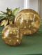 Raz Set of 2 Gold Mercury Glass Lighted Ball Christmas Decoration 4222802