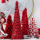 Raz Set of 2 Red Tinsel Trees Christmas Decoration 4334054