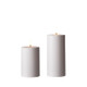 Uyuni 3" x 5" หรือ 7" Flat Top Moving Flame White Outdoor Pillar Battery Candle