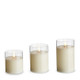 Uyuni 3.5" x 4",  5", or 6" Moving Flame Clear Glass Ivory Pillar Battery Candle
