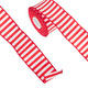 Raz 2,5" rot-weiß gestreiftes Weihnachtsband mit Draht R4271840