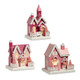 Raz 9.25" Pink Lighted Glittered Christmas House  4412500 -2