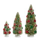Raz 12" Set of 3 Snowy Bottle Brush Trees with Candy Cane Ornaments Christmas Decoration 4416110 -2