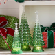 Raz 15" set van 3 verlichte groene kerstbomen 4416230