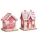 Raz 8.5" or 11.5" Lighted Pink Gingerbread House 