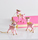 Raz 3" Set Of 3 Pink Retro Deer Christmas Ornament 4457653