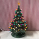 Medium verlichte groene keramische kerstboom 17"