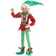 Figurine de Noël elfe posable Raz 16" à la menthe poivrée rouge et verte -4