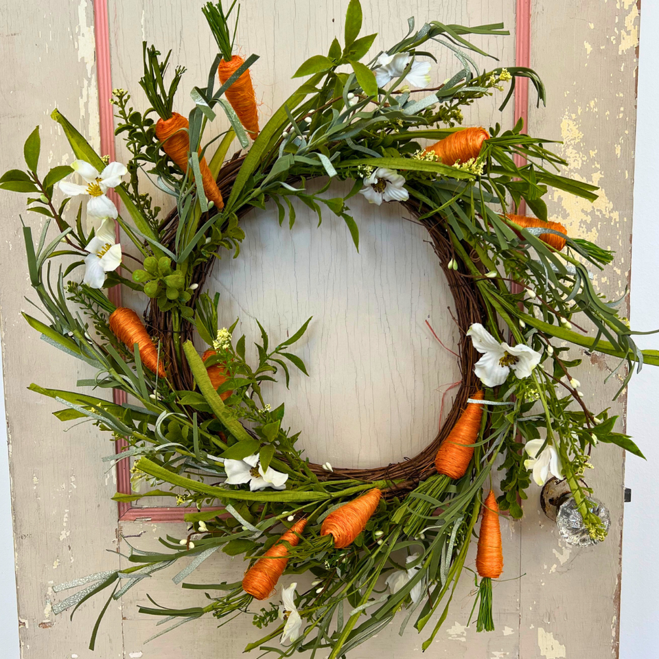 RAZ Imports The Carrot Patch Easter White Bunny With Carrots Shelf