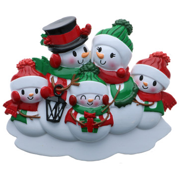 Boston Red Sox Family of 5 Personalized Snowman Christmas 