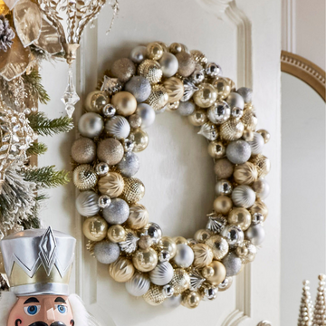 クリスマスリース Raz 24 インチ シャンパン ボール オーナメント クリスマス リース