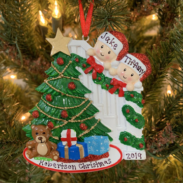Couple Around the Christmas Tree Personalized Ornament | Christmas ...