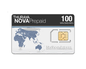 Thuraya NOVA Prepaid Airtime SIMCard with 100 minutes, 100 SMS, and 100 Megabytes at NorthernAxcess Satellite Communications
