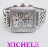 MICHELE DECO Chronograph Watch Diamond Bezel Mother of Pearl 