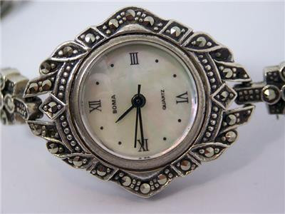 Boma Sterling Silver Ladies Silver Watch With Marquisette Stones