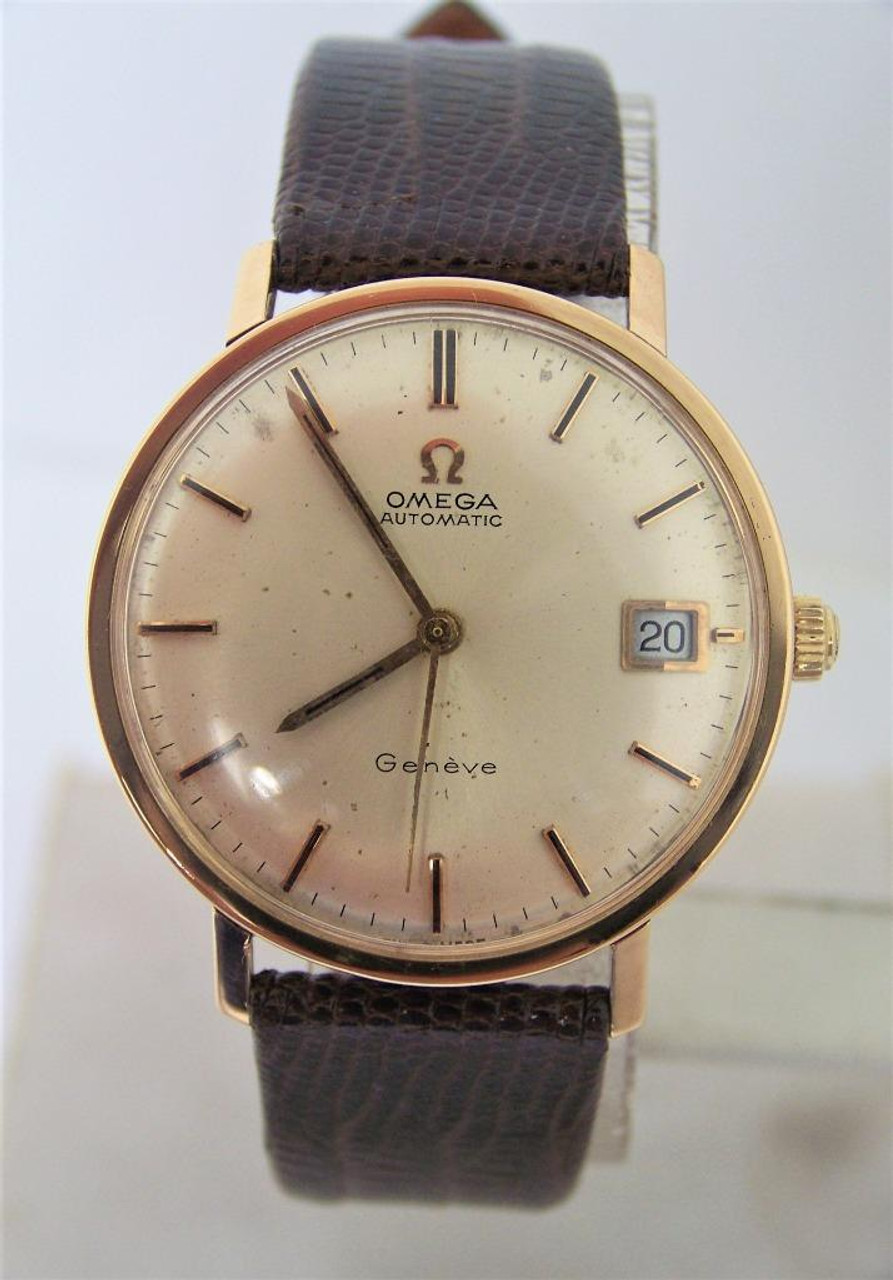 Vintage Solid 18k Rose OMEGA GENEVE Automatic Watch 1960s Cal.565* EXLNT