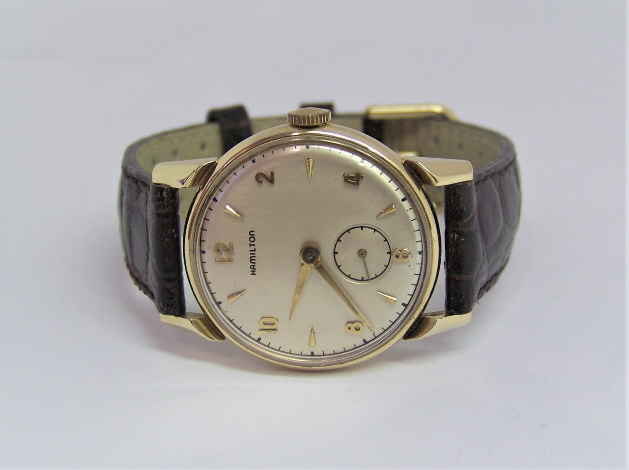 Vintage 14K HAMILTON KIRK Men's Winding Watch 1940s CAl 747