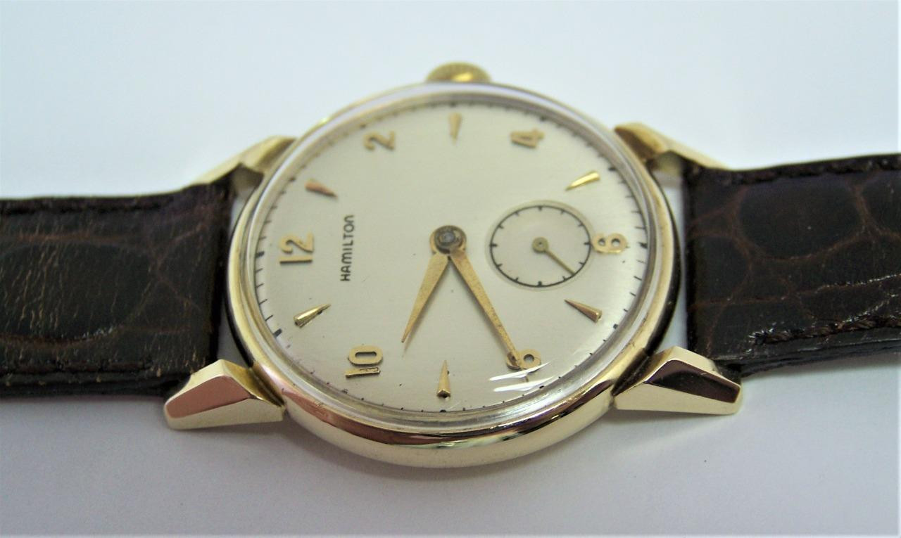 Vintage 14K HAMILTON KIRK Men's Winding Watch 1940s CAl 747