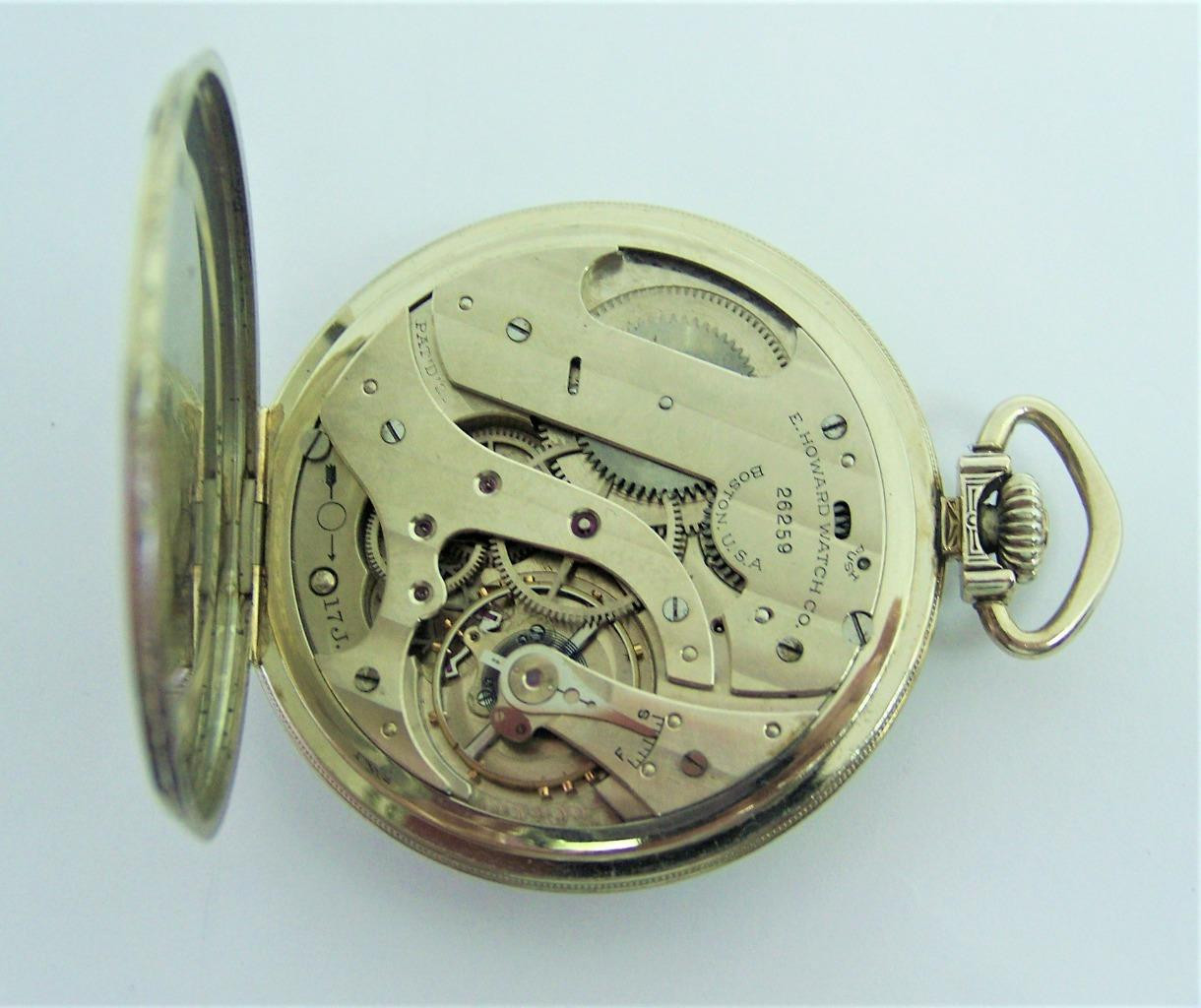 Vintage White Goldfilled HOWARD 17 Jewels Mens Pocket watch c