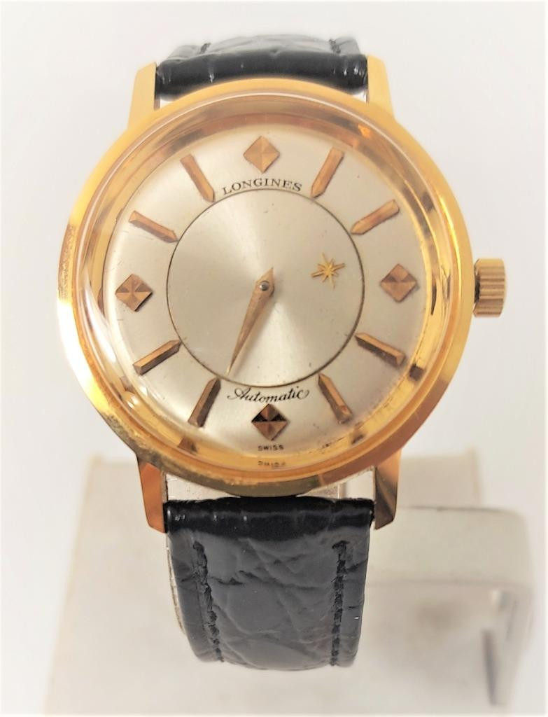 Vintage 18k GP LONGINES GRAND PRIZE Automatic With Mystery Dial Watch Cal. 350 - Fashion Ace, Inc