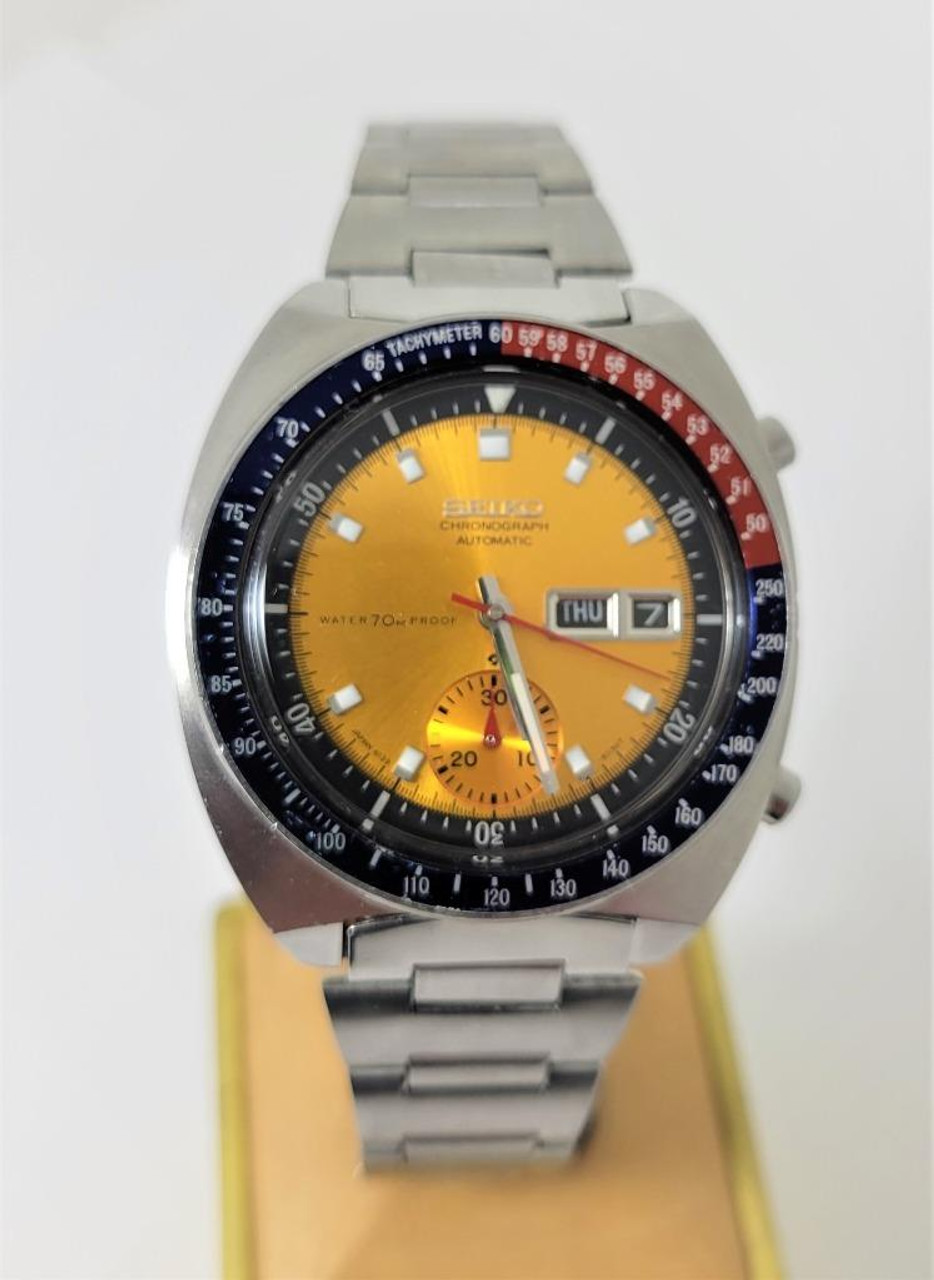 SEIKO Pogue Pepsi Bezel Chronograph Automatic Watch    SERVICED - Fashion Ace, Inc