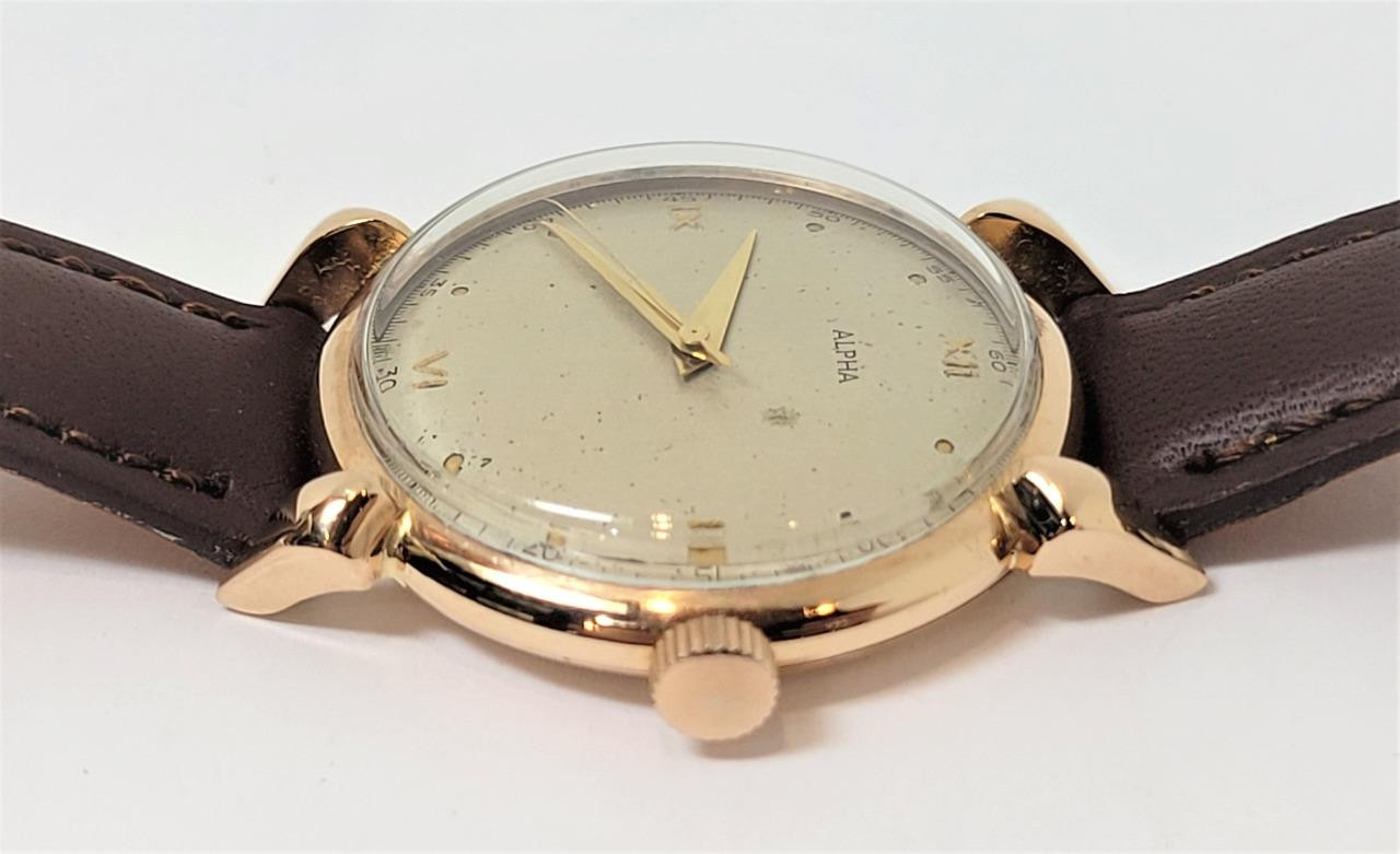 Vintage Alpha 10 Micron 18k 17-Jewels Watch Vintage Alpha 24-Hour Military Watch – 17 Jewels Swiss 1950s  main image 3
