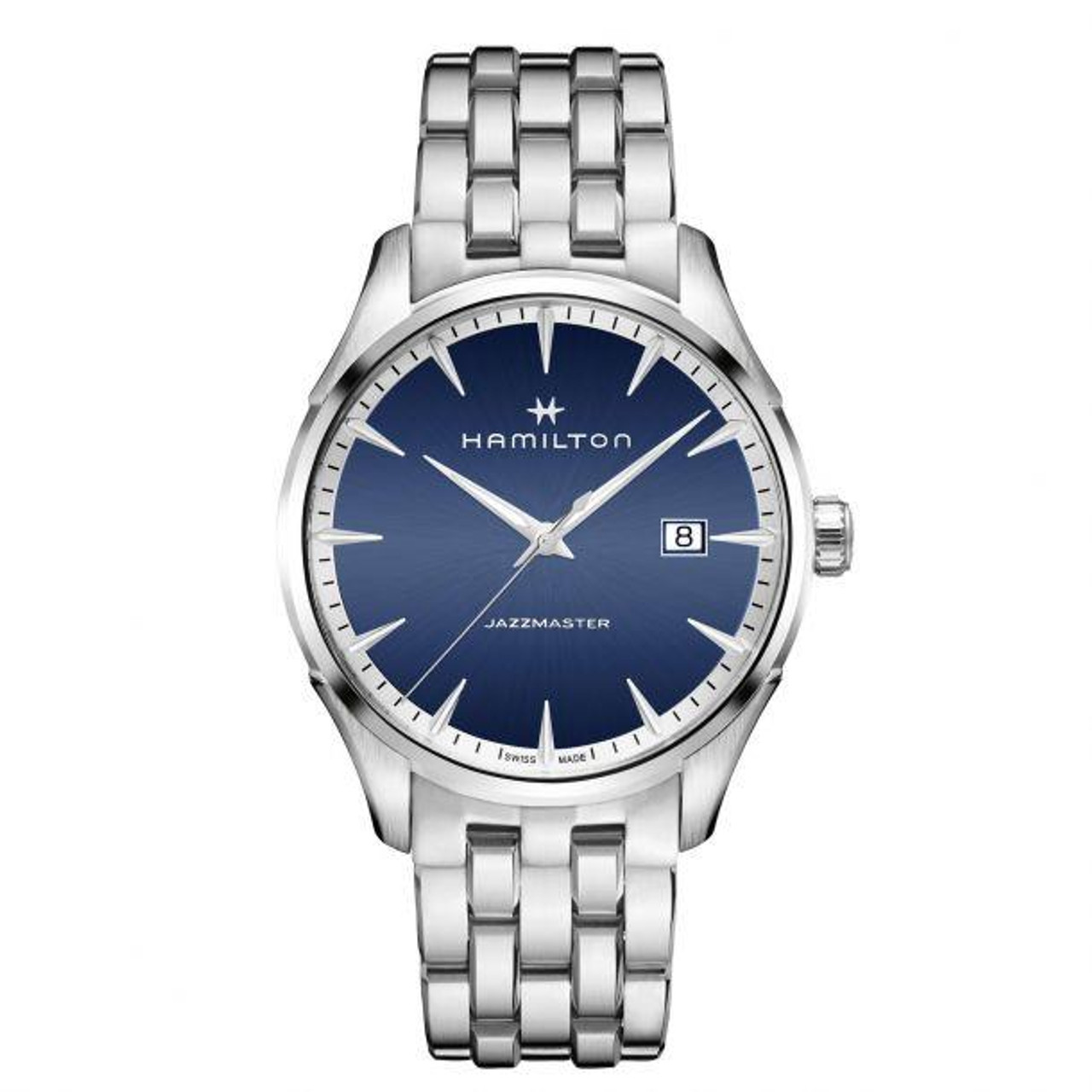 New HAMILTON Men's Jazzmaster Quartz Watch H324510 Blue Dial