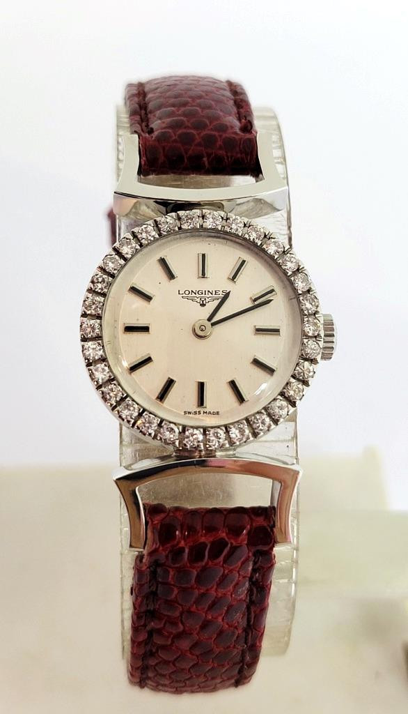 Vintage 18k White Gold LONGINES Ladies Watch with Diamond  display picture 3