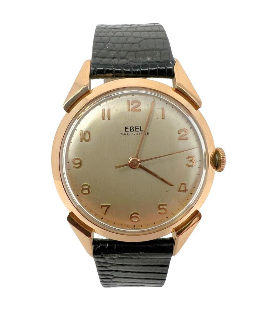 Vintage 18k Rose Gold EBEL Winding Watch 1950s Cal 1100 Ref 1057