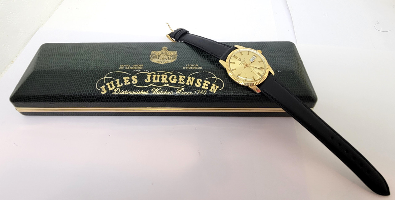 Vintage 18k JULES JURGENSEN Automatic DAY DATE Watch Cal