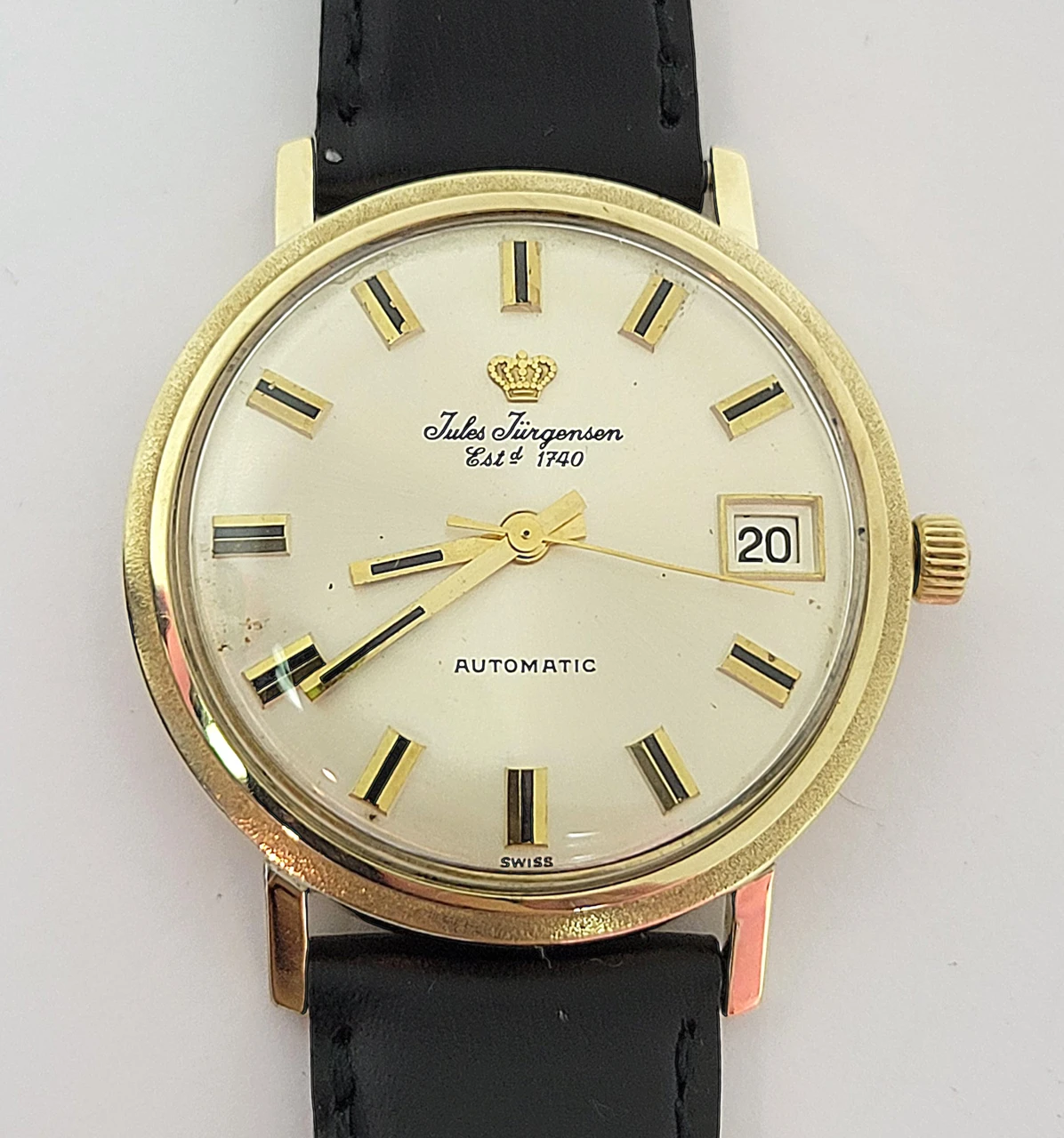 Vintage 14k JULES JURGENSEN 17J Automatic DATE Watch c.1960s  display picture 2
