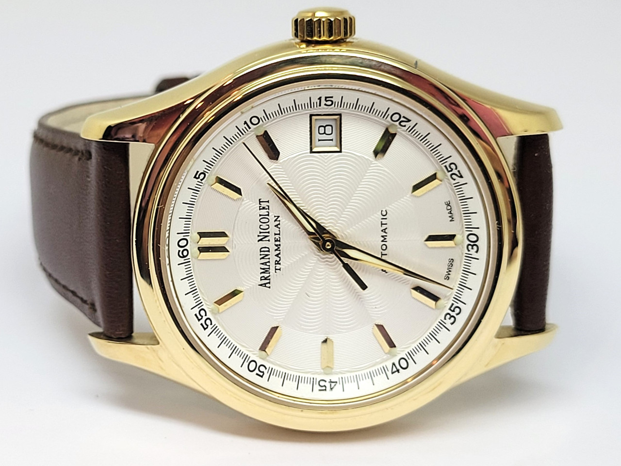 Armand ゴールド Men's Solid 18k ARMAND NICOLET Tramelan Automatic Date Watch