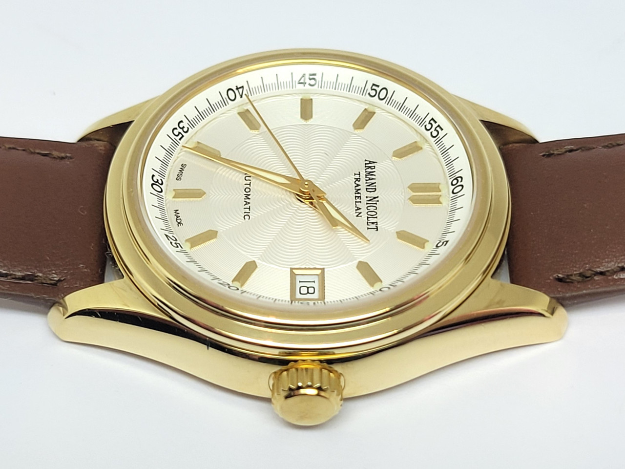 Men's Solid 18k ARMAND NICOLET Tramelan Automatic Date Watch