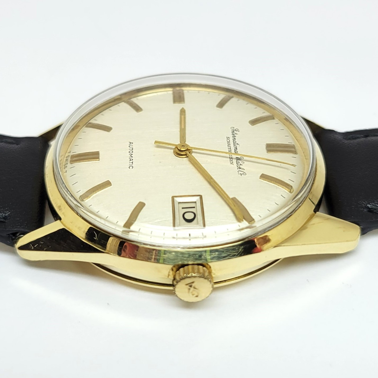 IWC Watches cal.8541 goldDial Plated Gold Mechanical Automatic Analog disp... Vintage IWC Automatic Automatik Solid Gold Linen Dial cal  main image 2