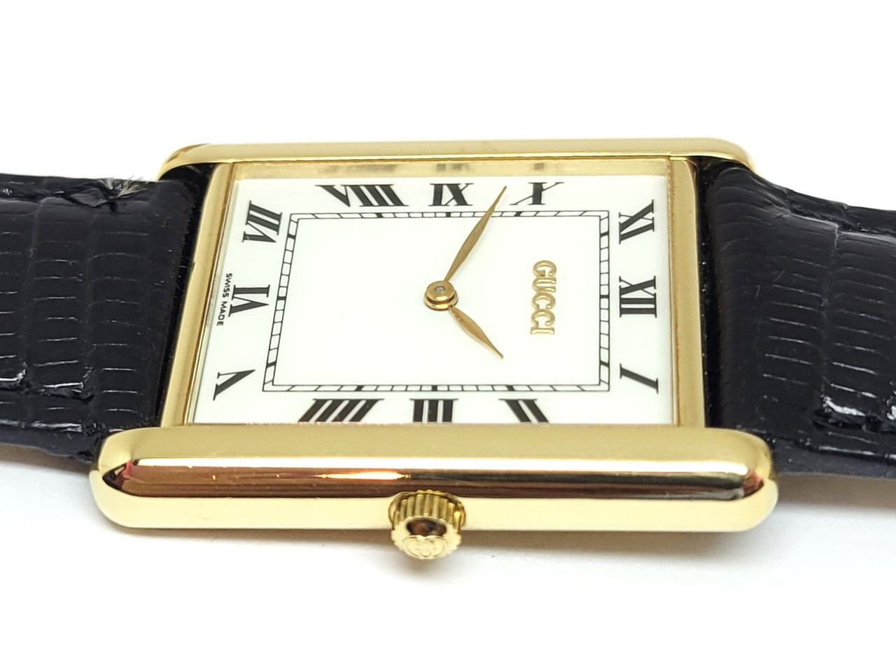 GUCCI ゴールド レクタングル 時計 Solid 18k GUCCI TANK Unisex Watch 28 mm Ref 710 M* EXLNT - Fashion